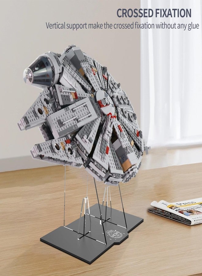 NAOCARD Display Stand for Lego Millennium Falcon 75105 Star Wars Building Set, Acrylic Display Holder, Vertical Display Bracket for Lego 75105 - Image 3